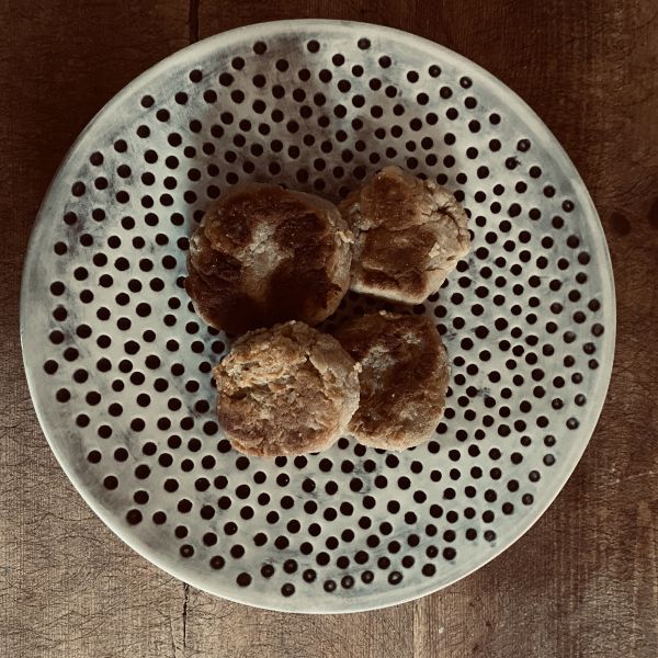 Butternut squash farls with bare-bones mackerel pate