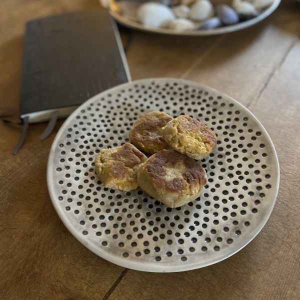 Butternut squash farls with bare-bones mackerel pate